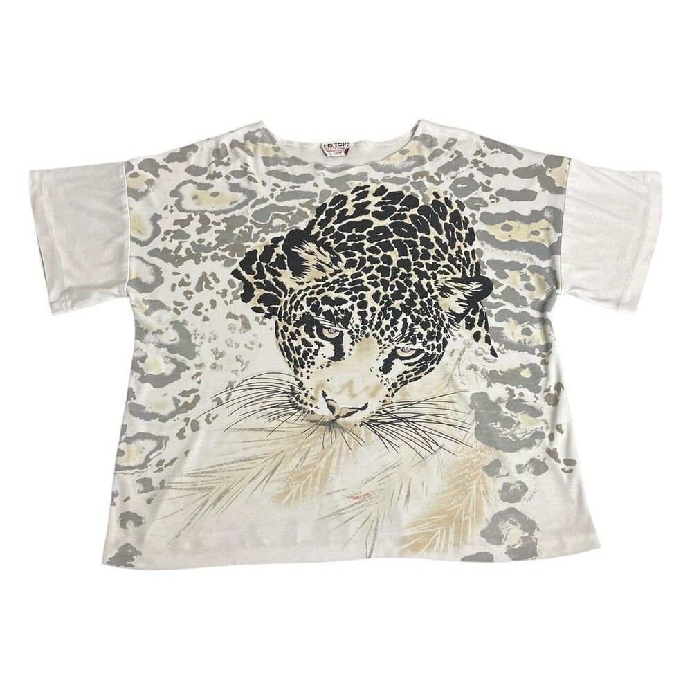 Vintage 90s MS Tops California‎ Top Womens 20W Cheetah Rhinestone All Over Print